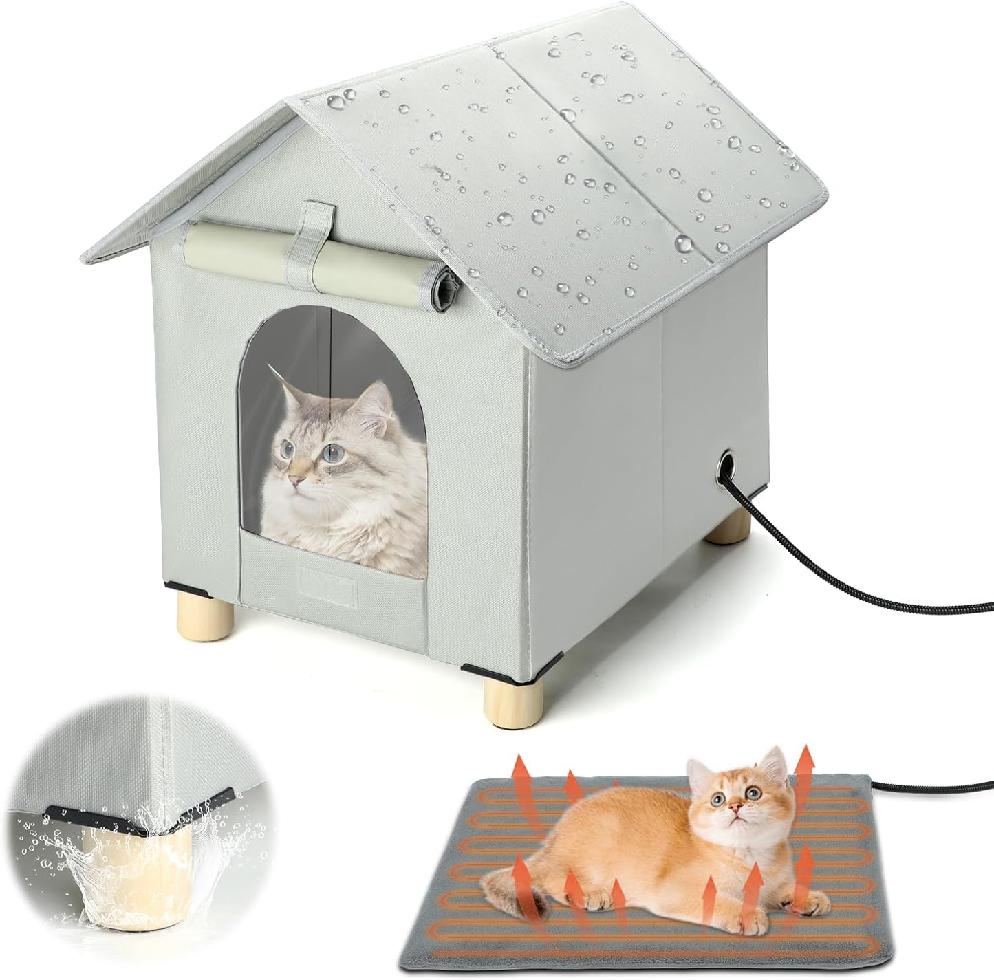 Waterproof Heated Outdoor Cat House – Winter Shelter for Outdoor Cats, Elevated & Weather-Resistant