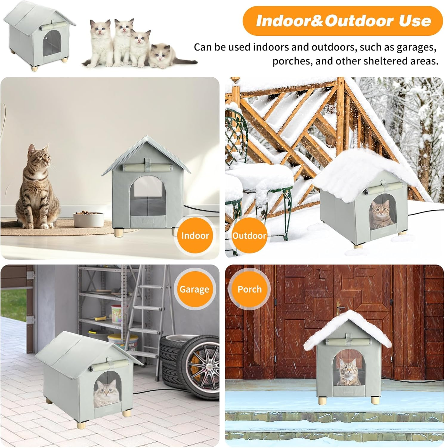 Waterproof Heated Outdoor Cat House – Winter Shelter for Outdoor Cats, Elevated & Weather-Resistant