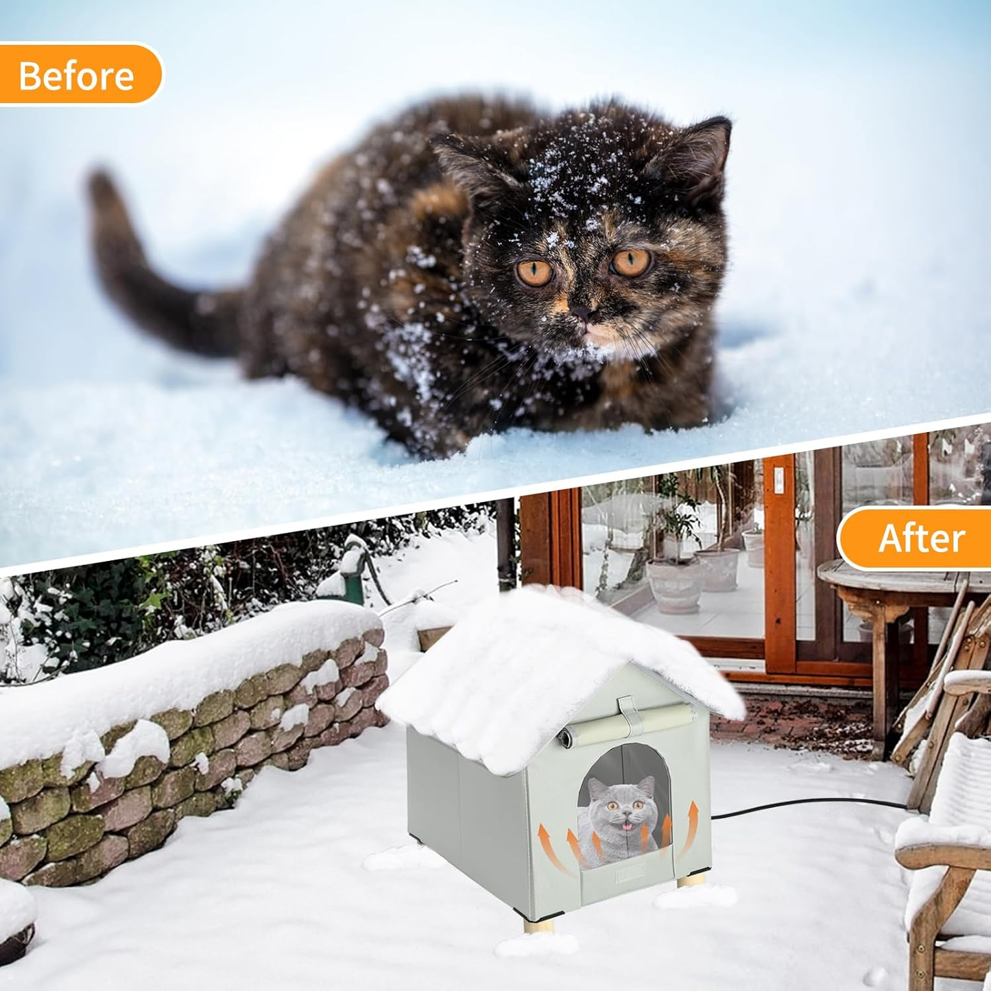 Waterproof Heated Outdoor Cat House – Winter Shelter for Outdoor Cats, Elevated & Weather-Resistant