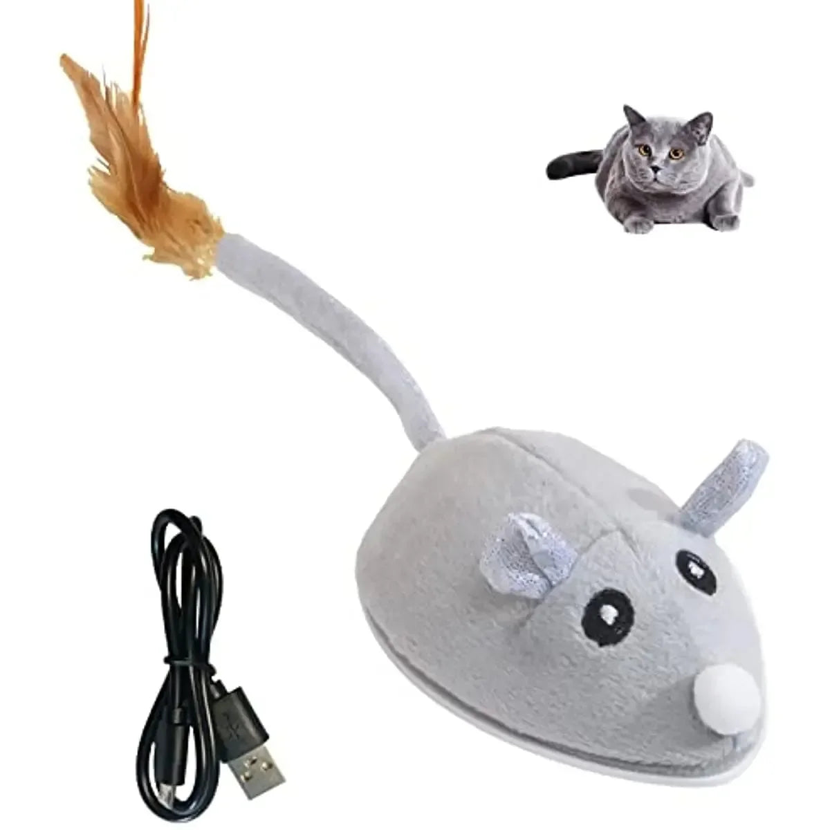Interactive Electric Cat Toy – Touch-Activated Mouse Teaser for Self-Play & Pet Exercise
