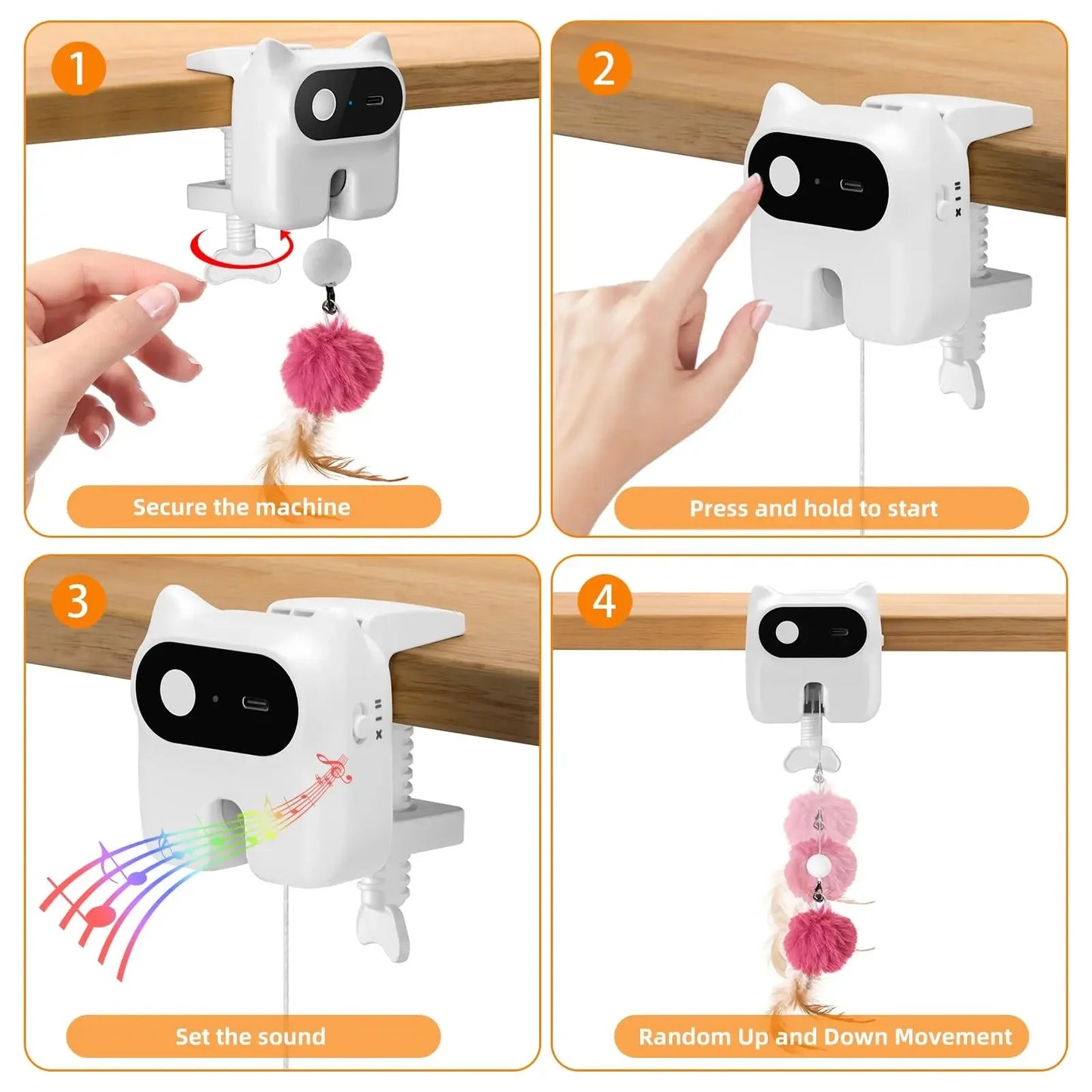 Rechargeable Interactive Hanging Plush Cat Toy – Automatic, Stretchable & Fun for Indoor Play