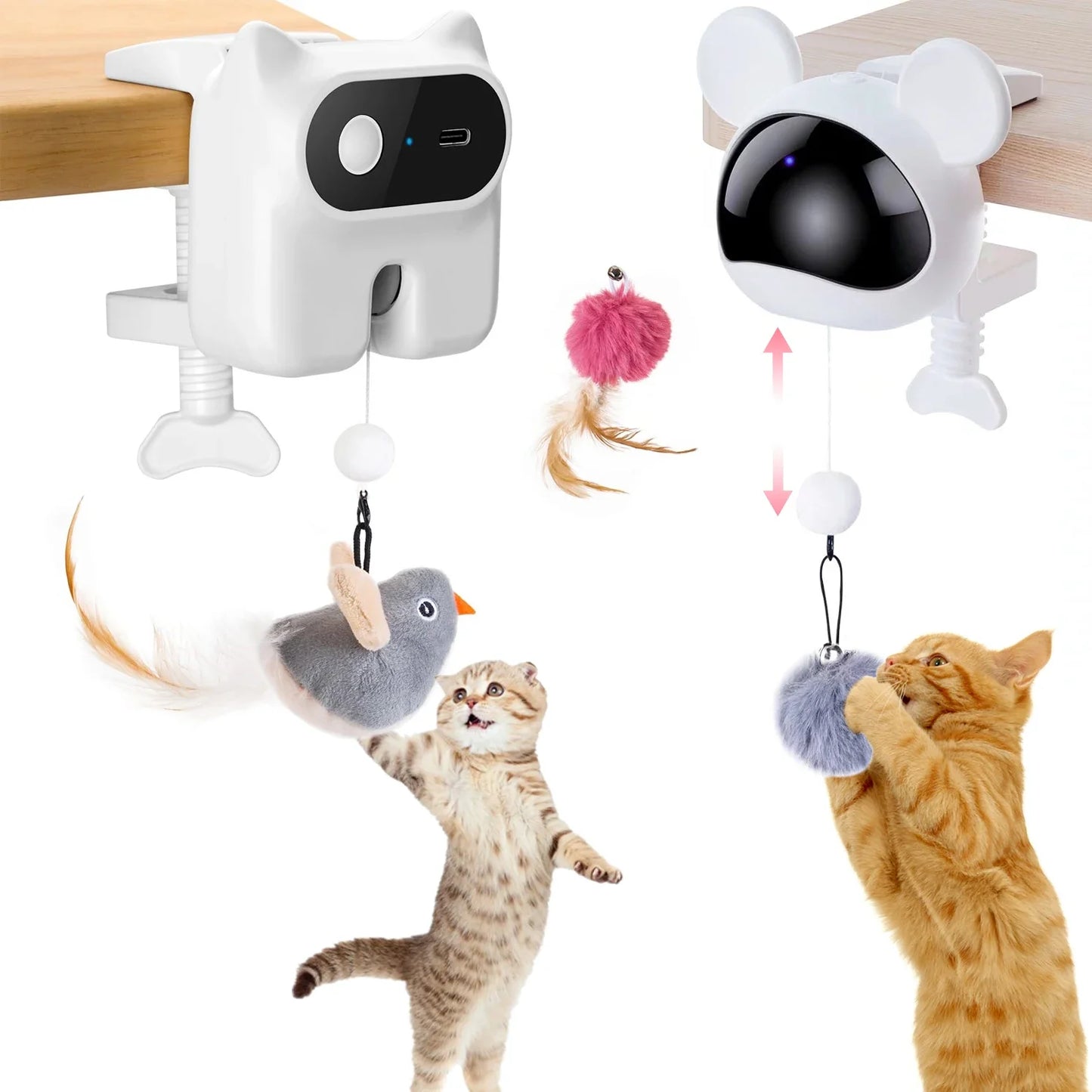Rechargeable Interactive Hanging Plush Cat Toy – Automatic, Stretchable & Fun for Indoor Play