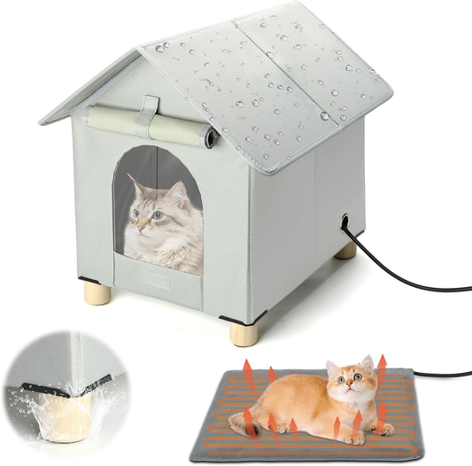 Waterproof Heated Outdoor Cat House – Winter Shelter for Outdoor Cats, Elevated & Weather-Resistant